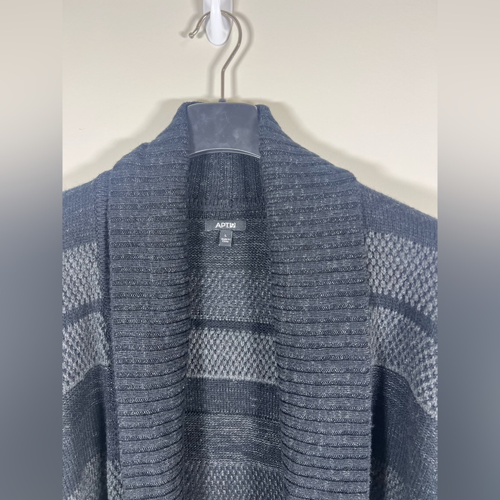 Apt. 9 Women’s Charcoal and Black Open Front Chunky‎ Cardigan - Picture 2 of 6